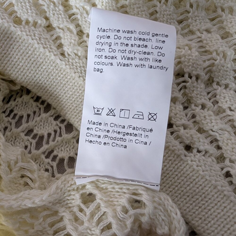 ⭐Open Knit A-Line Mini Skirt Cream Yellow Beige Size Large⭐ - Picture 5 of 7